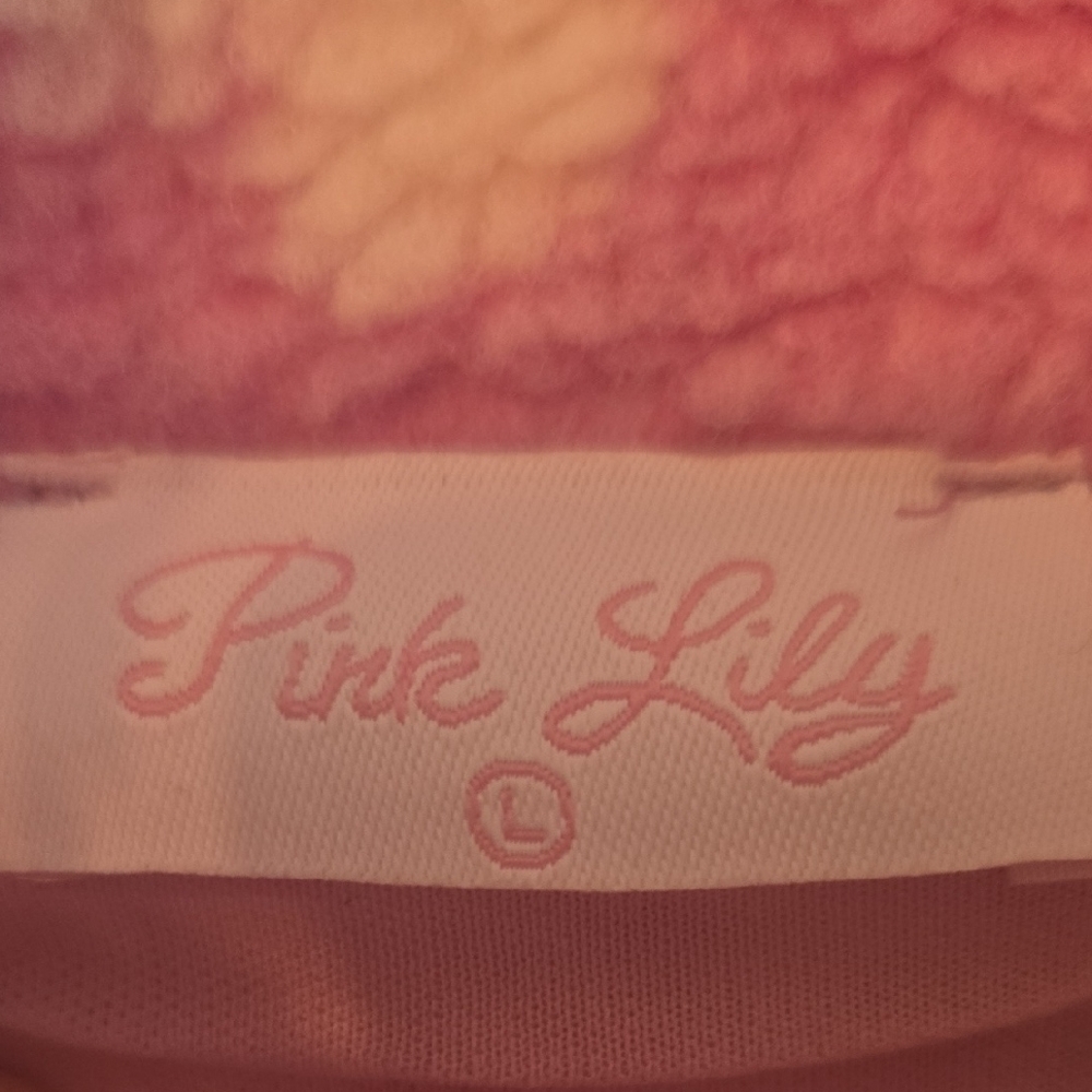 Pink Lily Purple and White Floral Sherpa Half-Zip Sweater - Picture 6 of 6